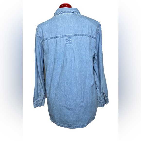 Vintage Denim Sunflower Shirt Womans Large L Blue Chambray Button Up Embroidered - Picture 3 of 11